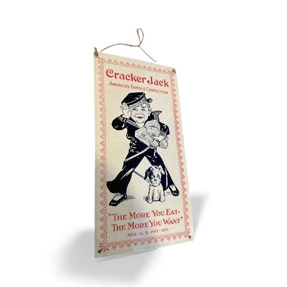 Vintage Cracker Jack Tin Sign Advertising Americas Famous Confection Decorative - Picture 5 of 9